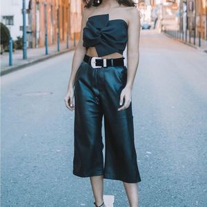 CHICWISH SWEET KNOT BUSTIER TOP IN BLACK